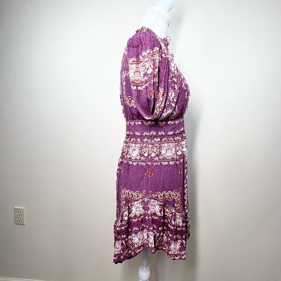 Free People Bridget Dress Floral Boho Berry XS - Picture 7 of 13